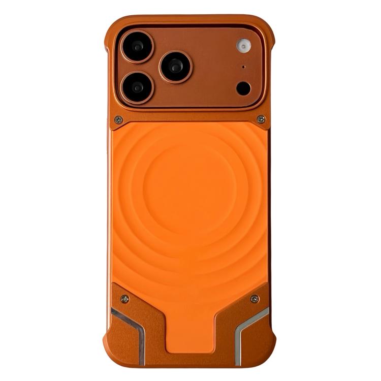 For iPhone 17 Pro Max Frameless Armor Silicone Wave Magnetic Phone Case(Orange)