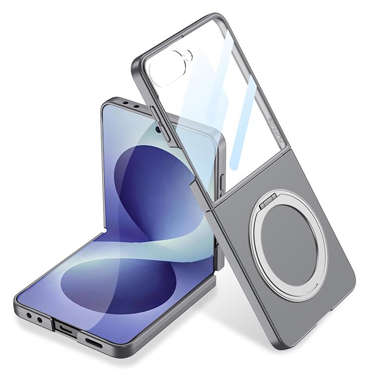 For Galaxy Z Flip8 5G GKK Integrated Ultra-thin Full Cover Phone Case with Rotating Bracket(Grey)