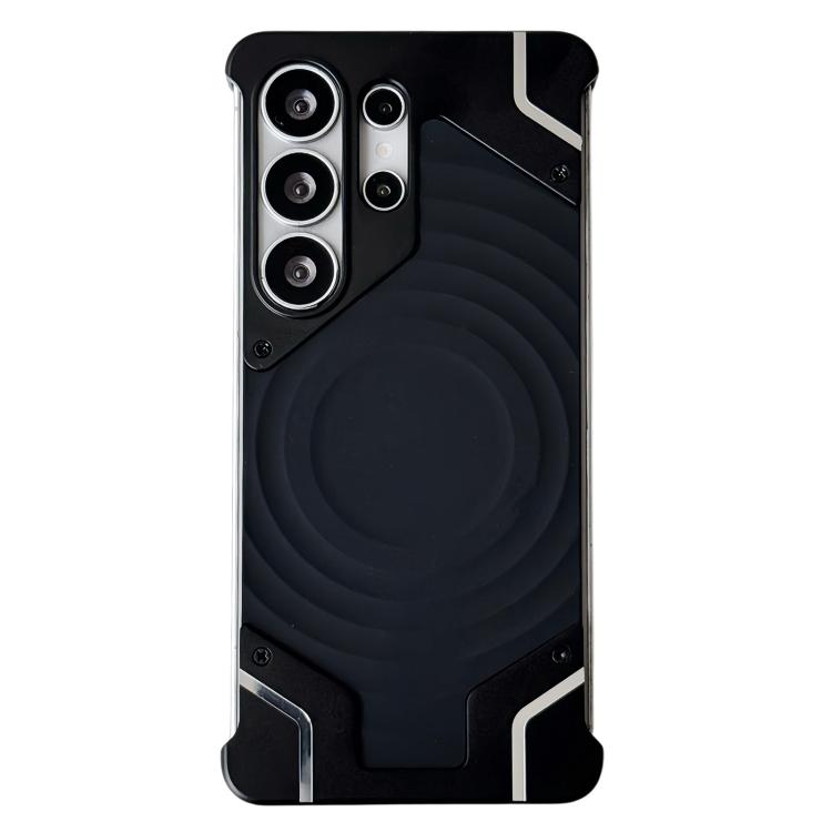 For Galaxy S26 Ultra 5G Frameless Armor Silicone Wave Magnetic Phone Case(Black)