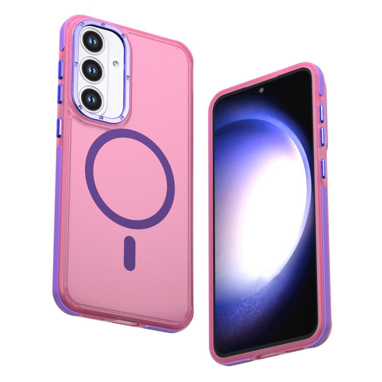 For Galaxy S26 FE 5G Two-tone Contrast Magnetic Phone Case(Pink)