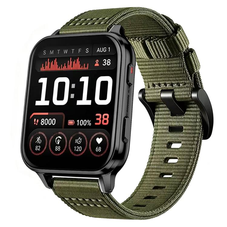 For Garmin Venu X1 Canvas Nylon Pin Buckle Watch Band(Green)