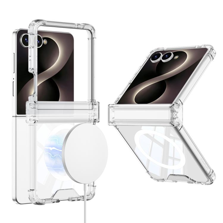 For Galaxy Z Flip8 5G GKK Airbag Hinge Shockproof Magnetic Phone Case(Transparent)