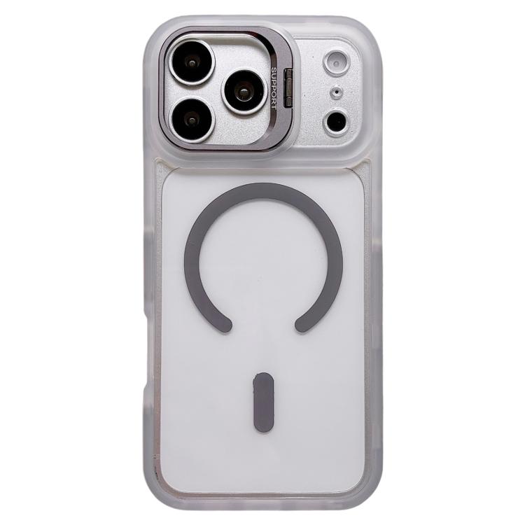 For iPhone 17 Pro Max Dual-Color Magnetic Lens Holder Phone Case(Grey)