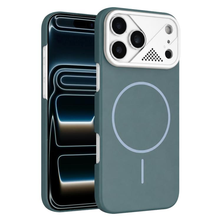 For iPhone 17 Pro Ultra-thin Gold Armor PC Magnetic Phone Case(Surge Blue)