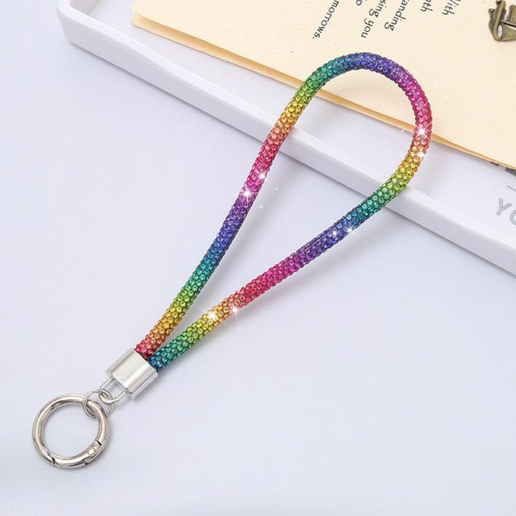 Keychain Rhinestones Phone Charm Wrist Strap for Women Girls(Rainbow)