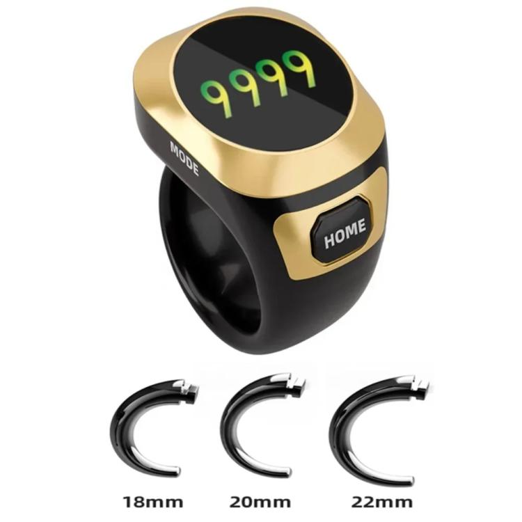 S6 Adjustable Size Color Screen Display Prayer Smart Bluetooth Ring Counter(Black)