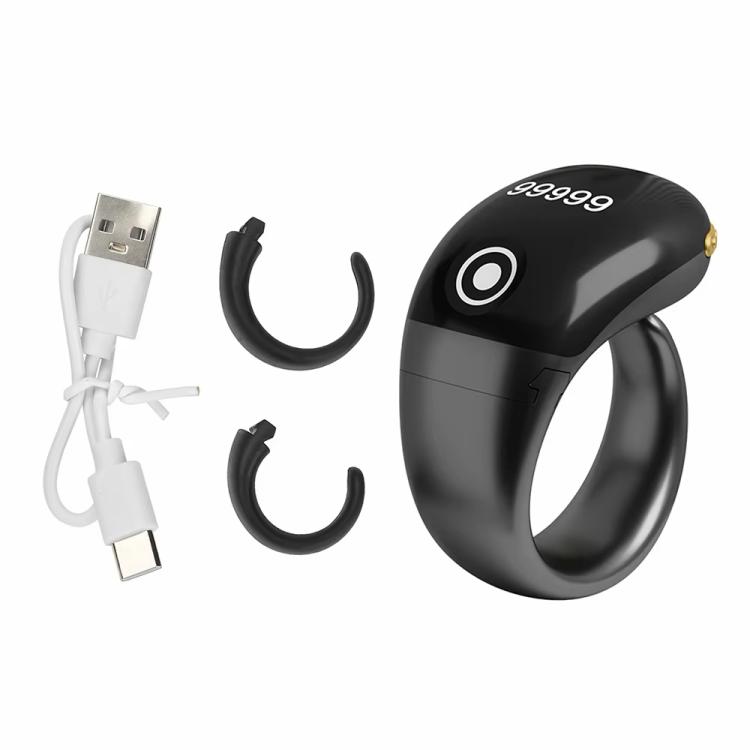 S7 Pro Adjustable Size Touch Smart Bluetooth Prayer Ring Counter(Black)