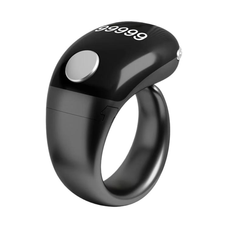 S7 Adjustable Size Button Smart Bluetooth Prayer Ring Counter(Black)