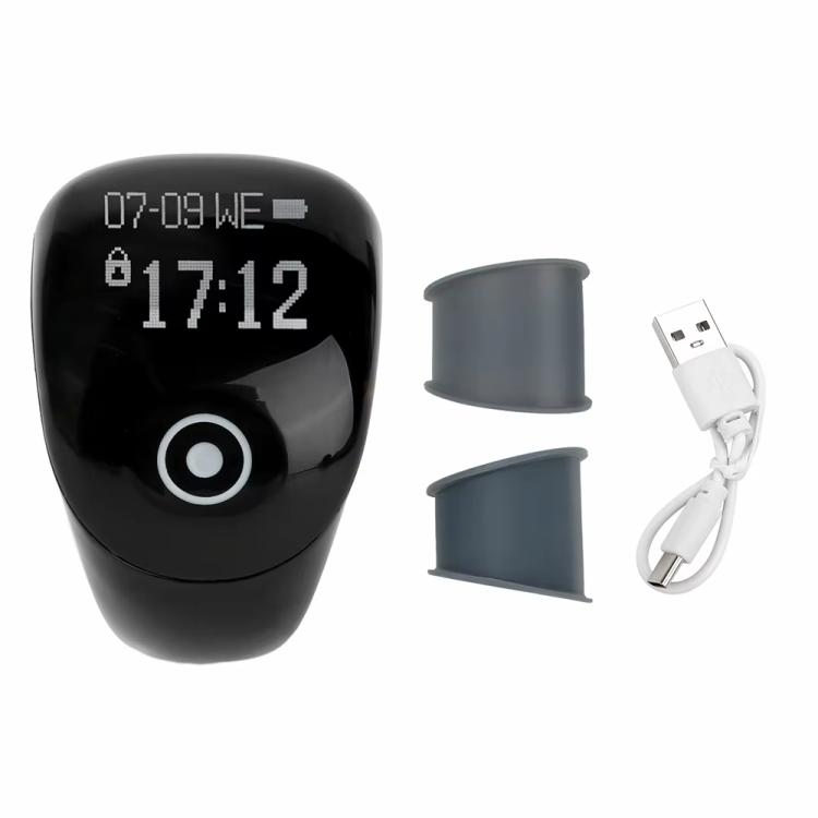 S8 Pro Adjustable Size Touch Smart Bluetooth Prayer Ring Counter(Black)