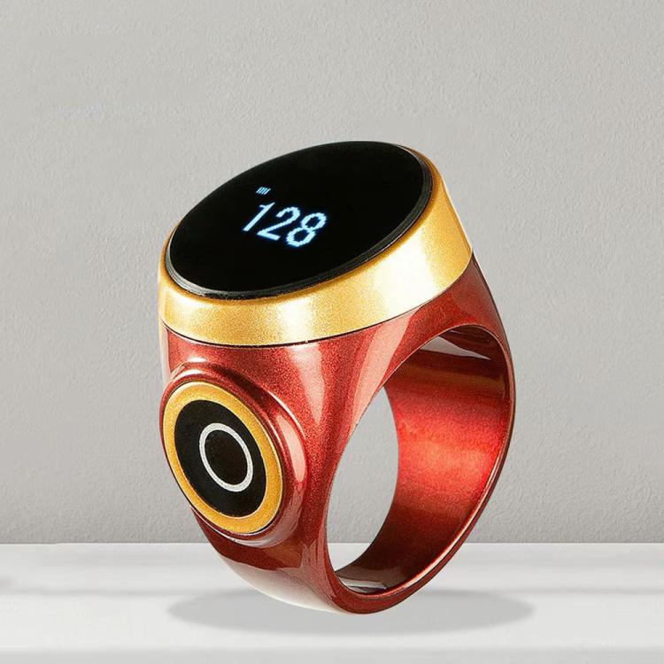 S9 Adjustable Size Button Smart Bluetooth Prayer Ring Counter(Wine Red)