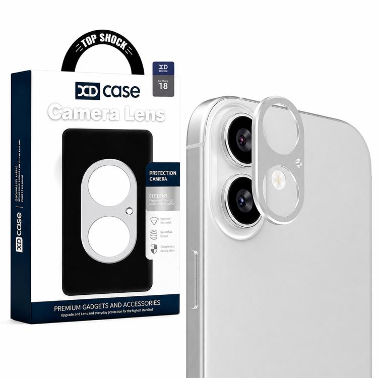 For iPhone 18 XDcase Metal Flat & Hollow Camera Lens Protector(Silver)