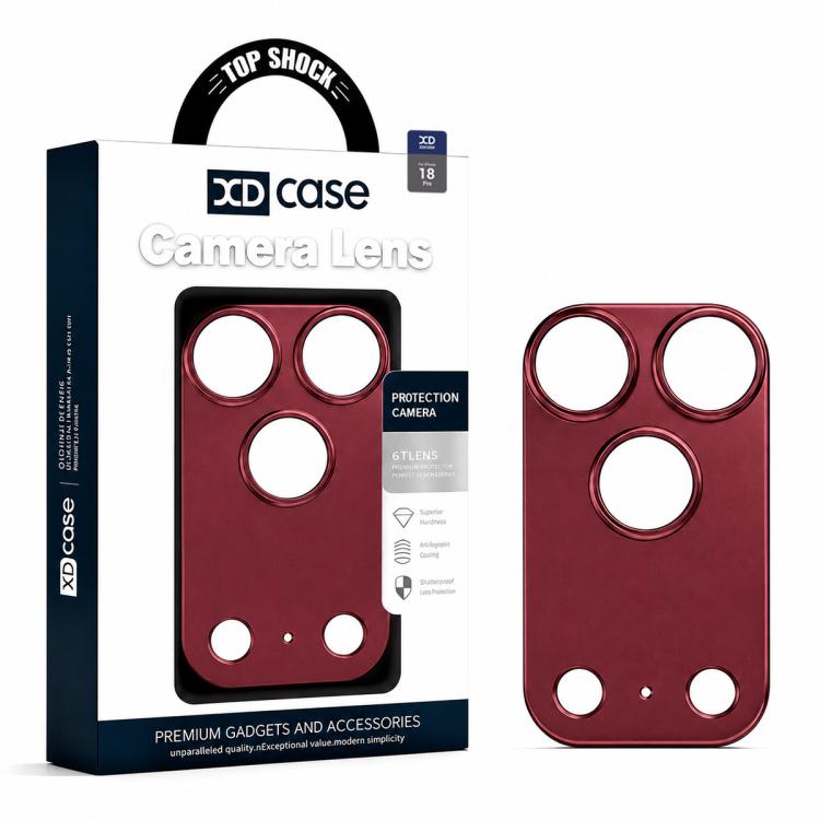 For iPhone 18 Pro XDcase Titanium Alloy Hollow Camera Lens Protector(Red)