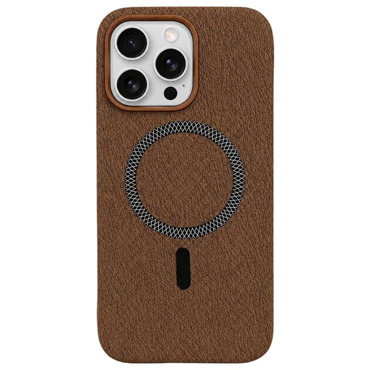For iPhone 14 Pro Max Acrylic Hybrid TPU Rhombus Texture Magnetic Phone Case(Brown)