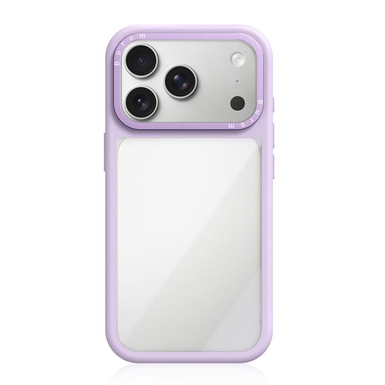 For iPhone 18 Pro Max Liquid Silicone Frame Hybrid Clear Acrylic Back Panel Phone Case(Purple)