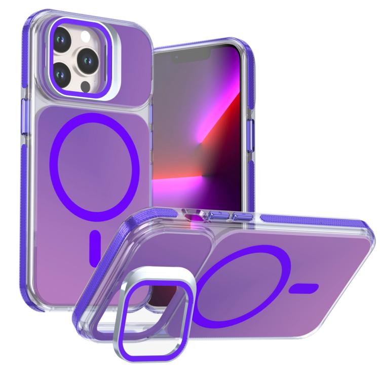 For iPhone 13 Pro Chameleon Gen2 Lens Cover Kickstand Magnetic Phone Case(Purple)