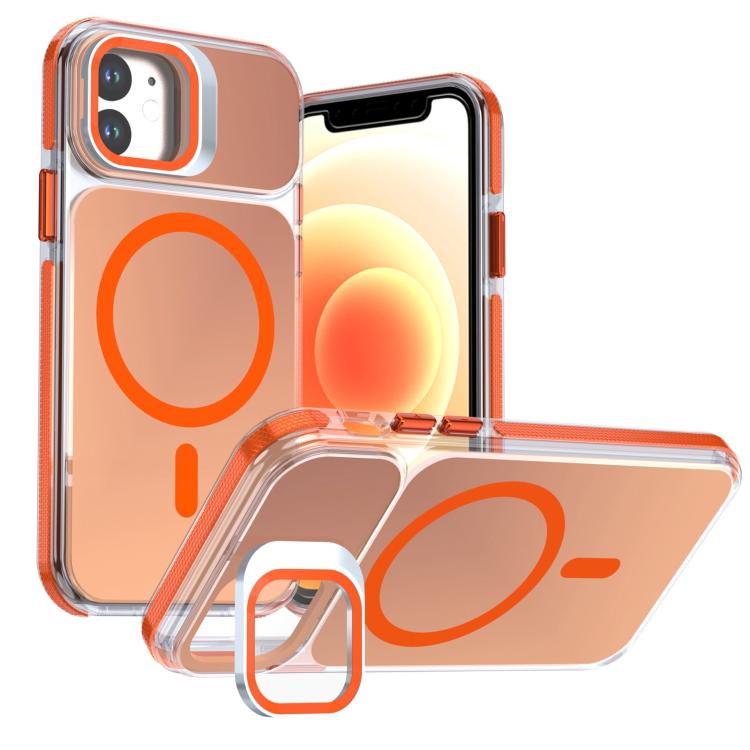 For iPhone 12 / 12 Pro Chameleon Gen2 Lens Cover Kickstand Magnetic Phone Case(Orange)