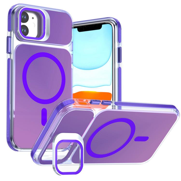 For iPhone 11 Chameleon Gen2 Lens Cover Kickstand Magnetic Phone Case(Purple)