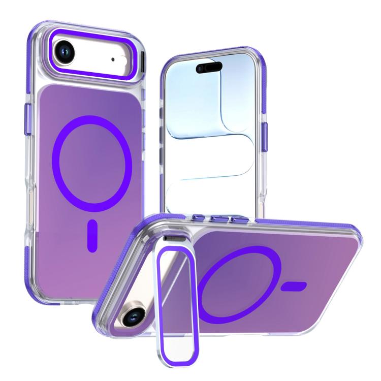 For iPhone Air Chameleon Gen2 Lens Cover Kickstand Magnetic Phone Case(Purple)