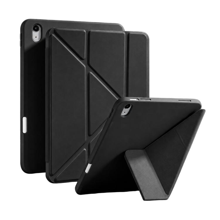 For iPad Air 13 2026 / 2025 / 2024 XDcase Y-fold Holder Silicone Back Cover Smart Tablet Leather Case with Pen Slot(Black)