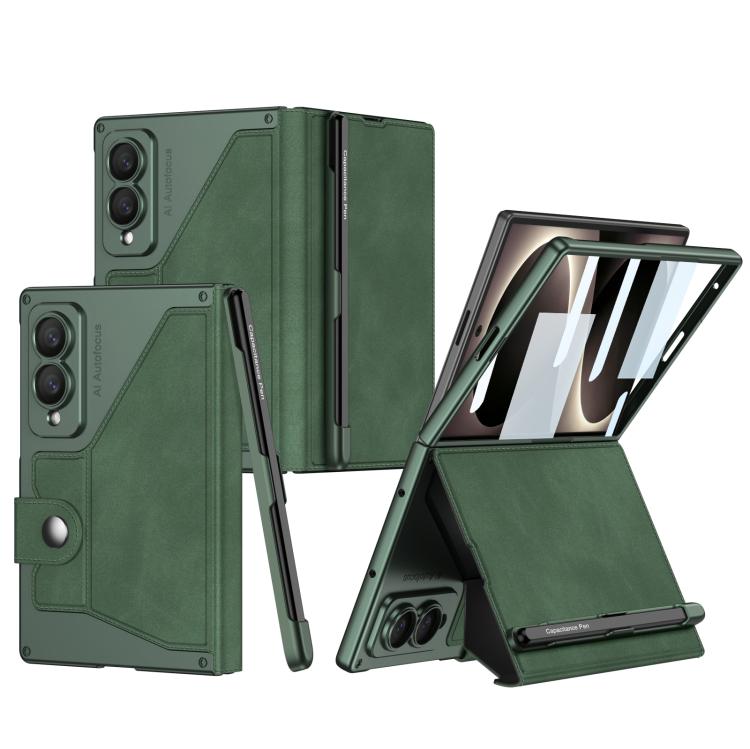 For Galaxy Z Fold8 5G GKK Integrated Armor Flip Leather Case with Pen Slot, Stylus Not Included(Green)