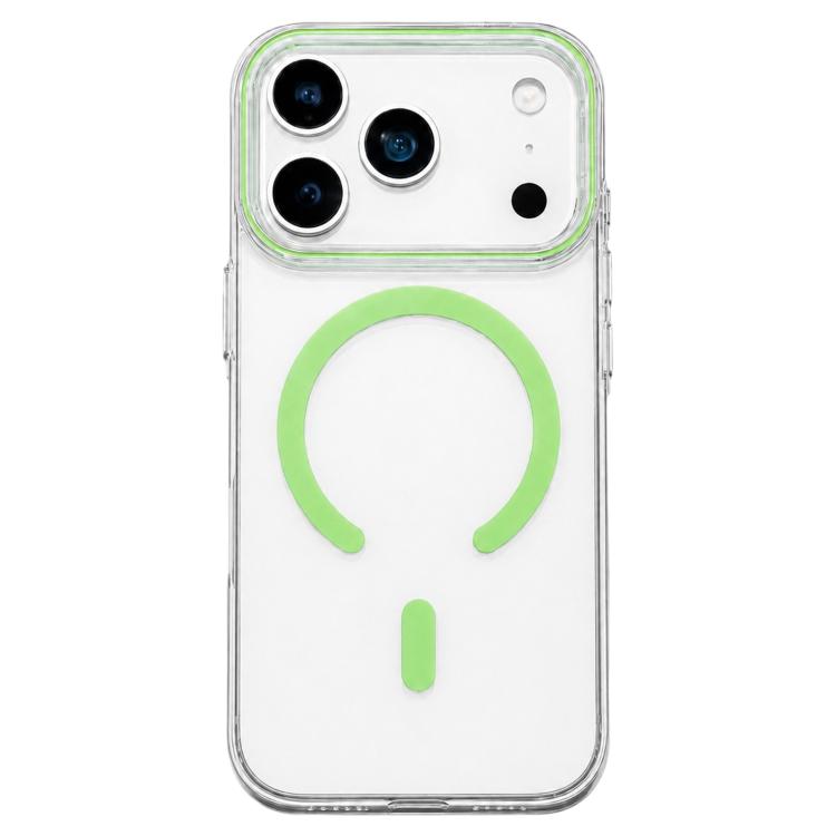 For iPhone 17 Pro Max Question Mark Clear PC Magnetic Phone Case(Fluorescent Green)