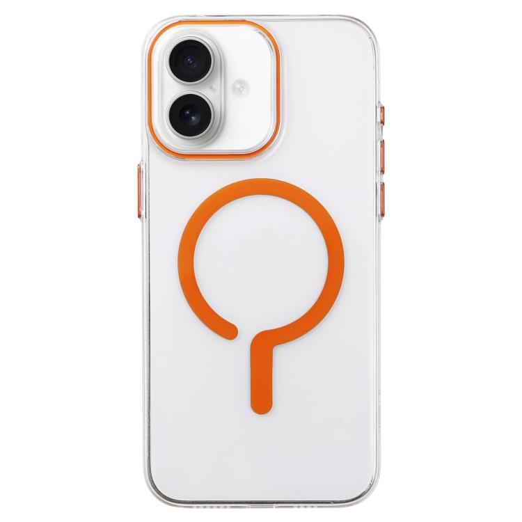 For iPhone 17 Question Mark Clear PC Magnetic Phone Case(Stellar Orange)