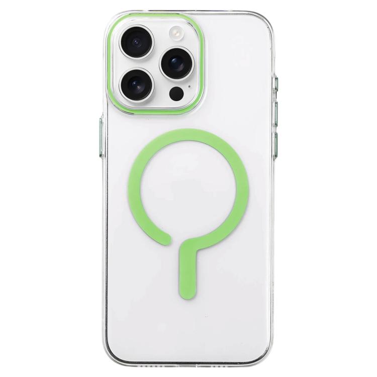 For iPhone 16 Pro Question Mark Clear PC Magnetic Phone Case(Fluorescent Green)