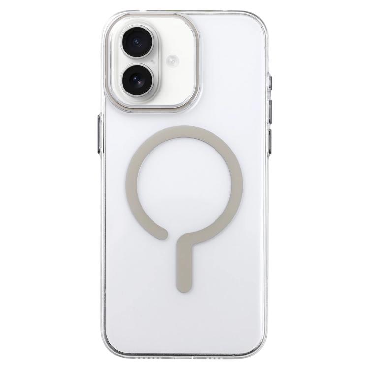 For iPhone 16 Plus Question Mark Clear PC Magnetic Phone Case(Desert Gold)
