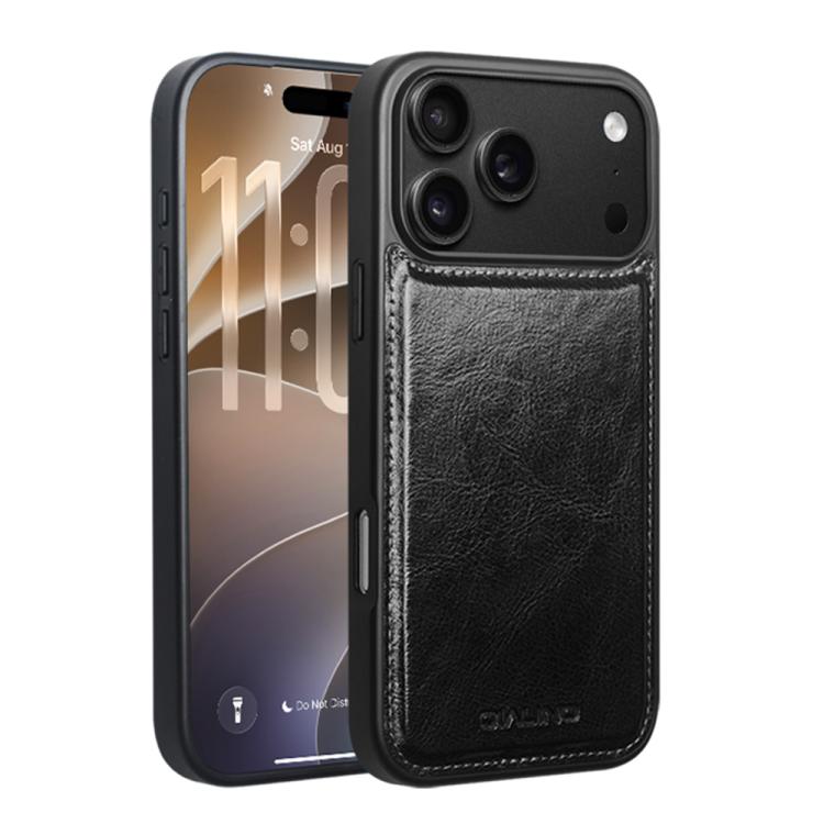 For iPhone 18 Pro Max QIALINO Classic Genuine Leather Back Cover Phone Case(Black)