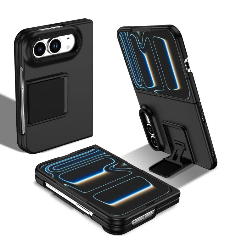For iPhone Duo Three-dimensional Folding Holder PC Phone Case(Black)