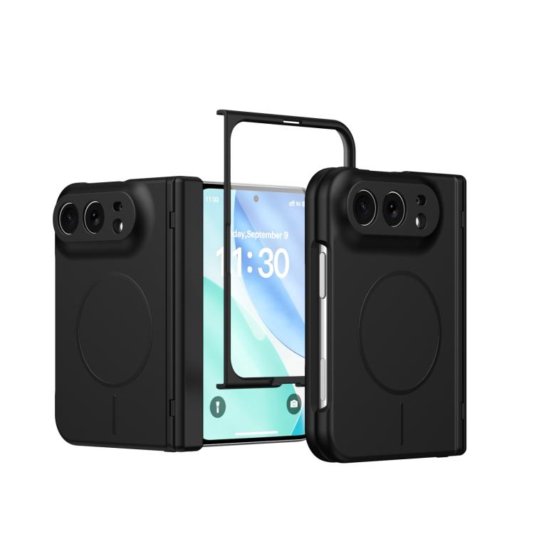 For iPhone Duo Full Cover HD Integrated Magnetic Hinge Folding Phone Case(Black)