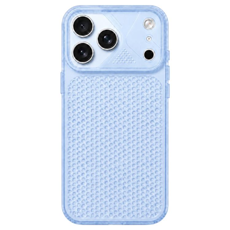 For iPhone 18 Pro Max Mecha Style Heat Dissipation Mesh TPU Phone Case(Transparent Blue)