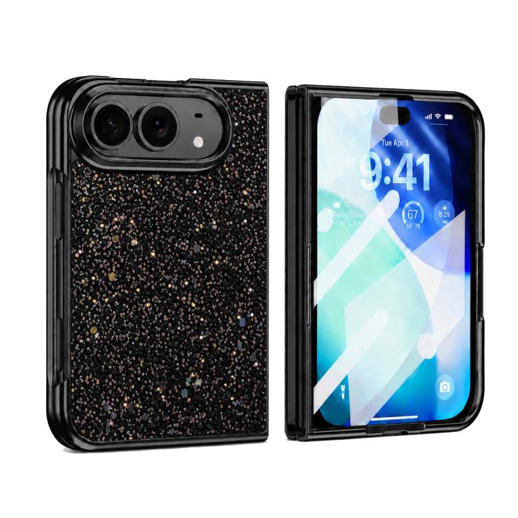 For iPhone Duo Flash Diamond Integrated Film Phone Case(Black)