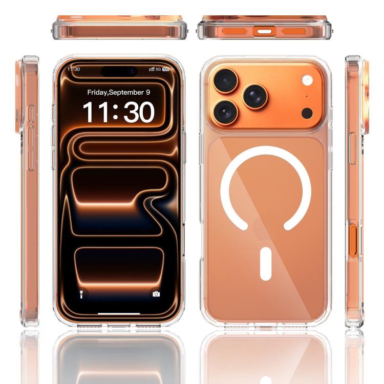 For iPhone 17 Pro Max Scratch-proof Acrylic 2.0mm Crystal Magnetic Phone Case(Transparent)