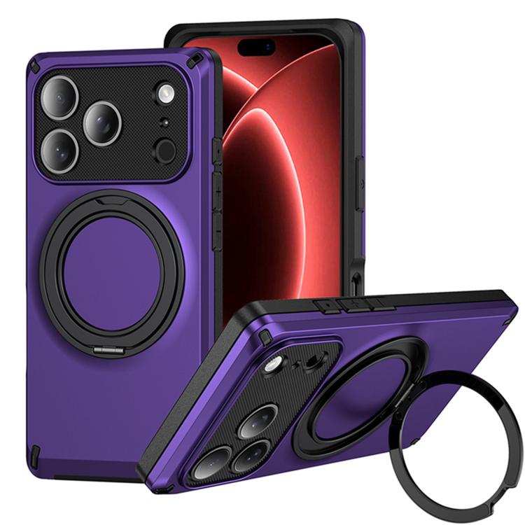 For iPhone 17 Pro Magnetic 360 Degree Ring Holder Phone Case(Purple)
