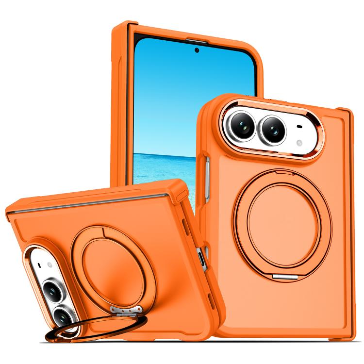 For iPhone Duo XDcase Armor-style Hinge Protection Magnetic Ring Holder Phone Case(Orange)