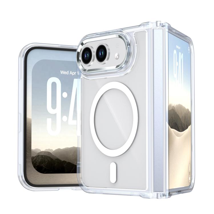 For iPhone Duo MagSafe Magnetic Clear Phone Case(White)