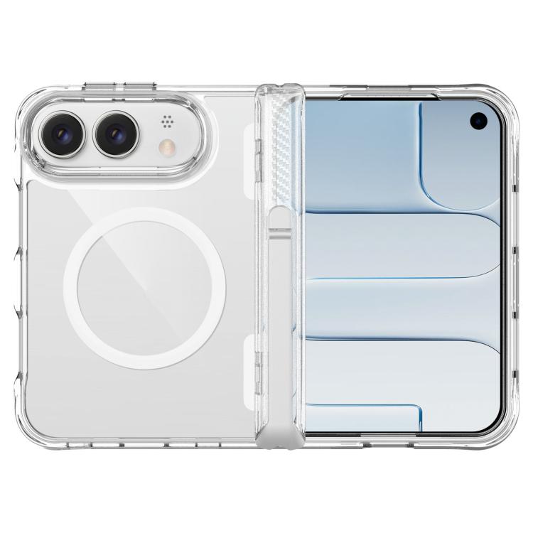 For iPhone Duo Pure Collection Hinge Holder Magnetic Phone Case(Transparent)