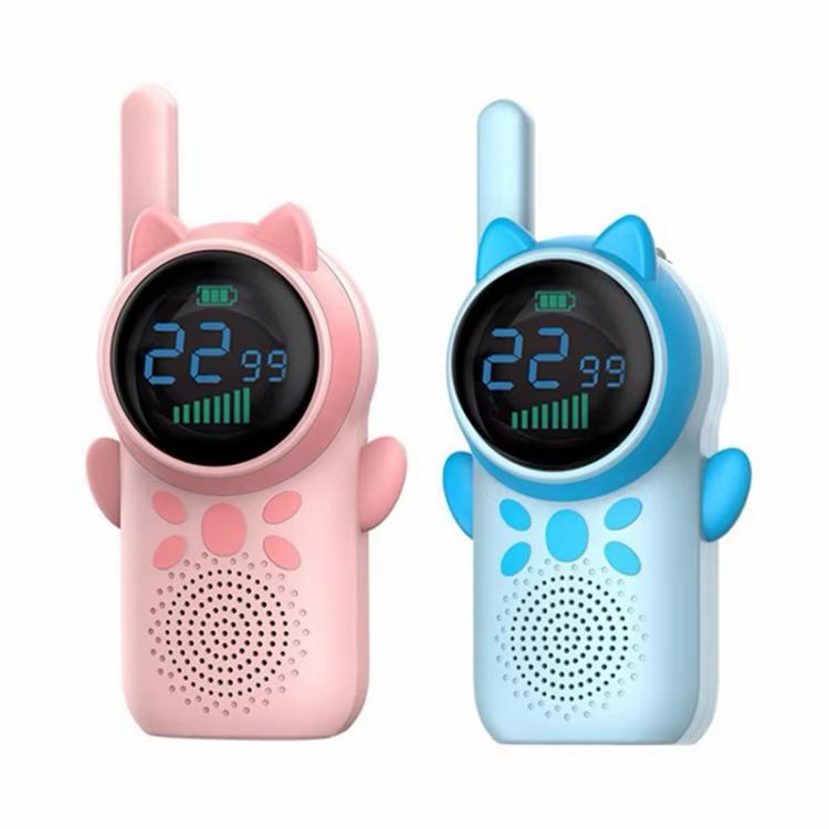 1 Pair D25 Cat Ear Design Children Handheld Two-Way Walkie Talkies(Pink + Blue)