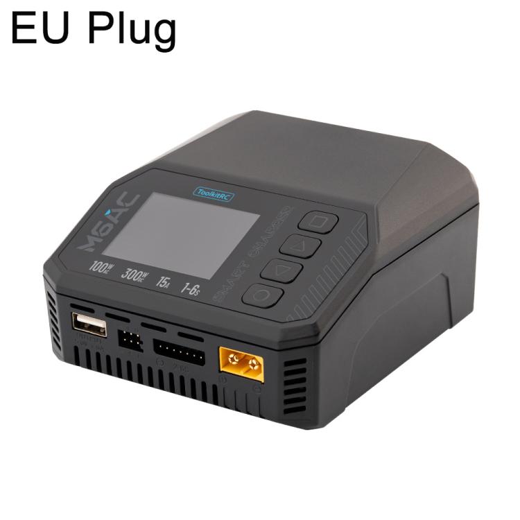 ToolkitRC M6AC 300W 1S-16S 15A Multifunctional Smart Balance Battery Charger, Plug Type:EU Plug(Black)