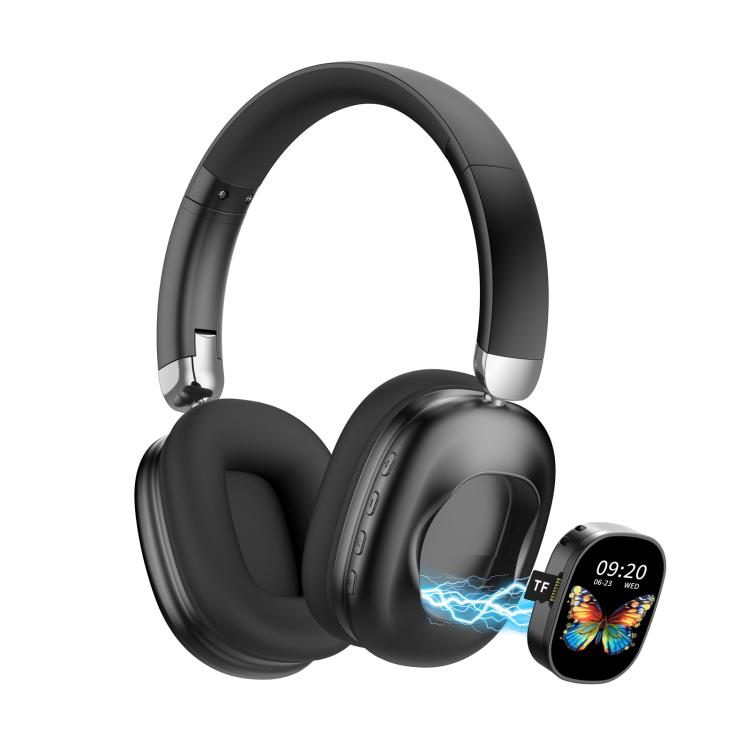 AKZ620BT Long Battery Life Wireless Bluetooth Over-Ear Headphones with Detachable Touch LCD(Black)