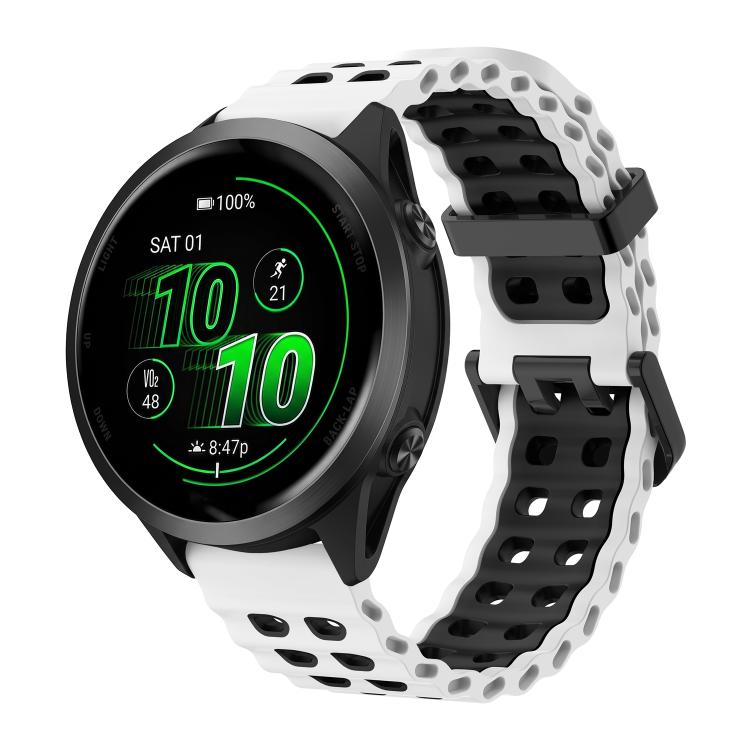 20mm Ocean Two Color Dual-Hole Black Buckle Silicone Watch Band(White Black)