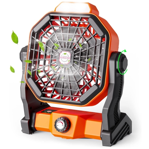 

X20 Portable Outdoor Camping USB Charging Stepless Speed Regulation Fan with LED Light(Orange)