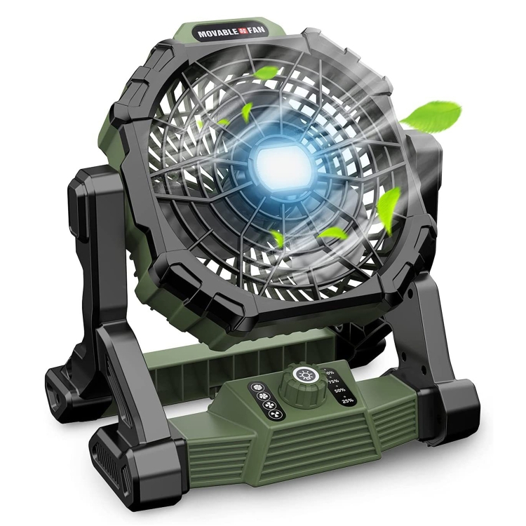 

X35 Portable Outdoor Camping USB Charging Stepless Speed Regulation Fan with LED Light (Army Green)
