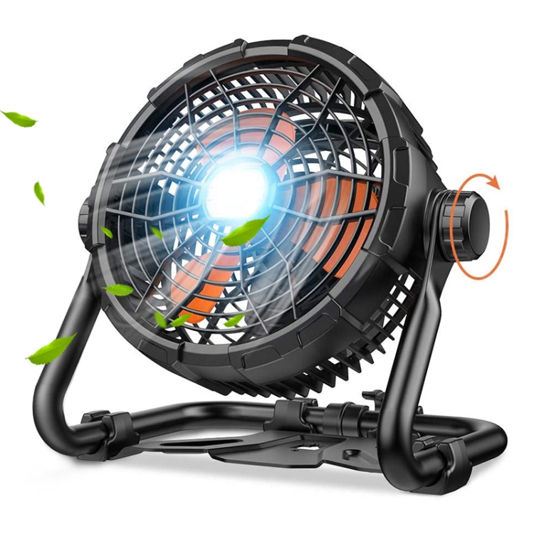 

X40 Portable Outdoor Camping USB Charging Stepless Speed Regulation Fan with LED Light (Black)
