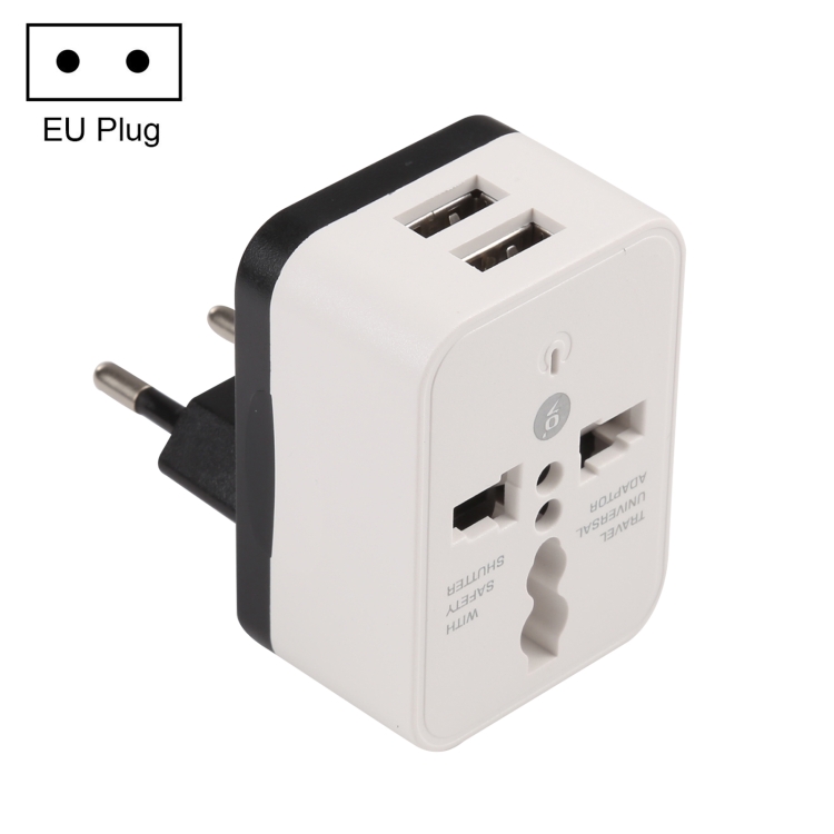 

WN-2018 Dual USB Travel Charger Power Adapter Socket, EU Plug