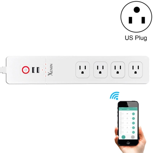 2 x porte USB + 4 x presa US Plug Jack WiFi Telecomando Smart Power Presa Funziona con Alexa e Google Home, lunghezza cavo: 1,5 m, AC 110-240 V, spina USA