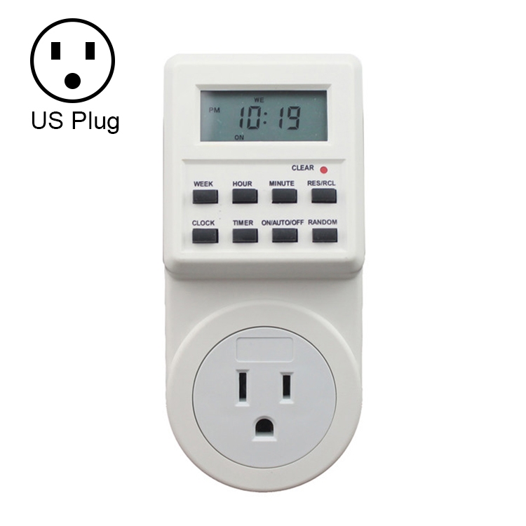 AC 120V Smart Home Plug-in LCD Display Clock Summer Time Function 12/24 ...