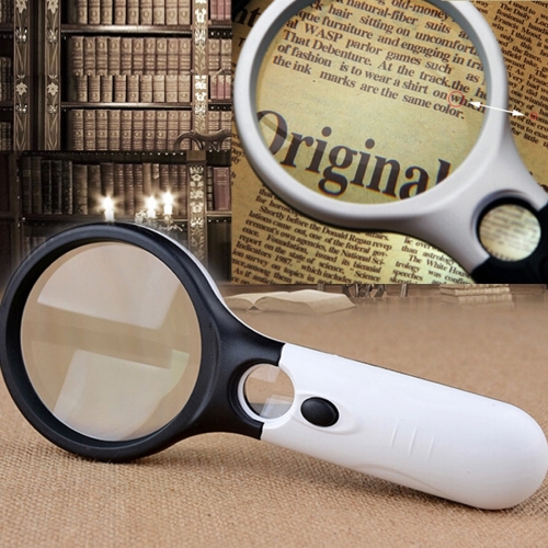 

Reading Visual Magnifier with 3 LED Light, Mini Portable 3-45X Handheld (Black)