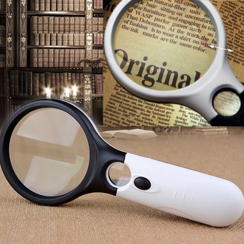 

[US Warehouse] Reading Visual Magnifier with 3 LED Light, Mini Portable 3-45X Handheld (Black)